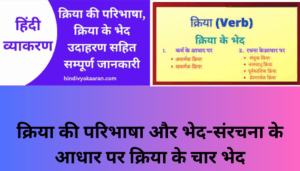 क्रिया की परिभाषा और भेद-संरचना के आधार पर क्रिया के चार भेद