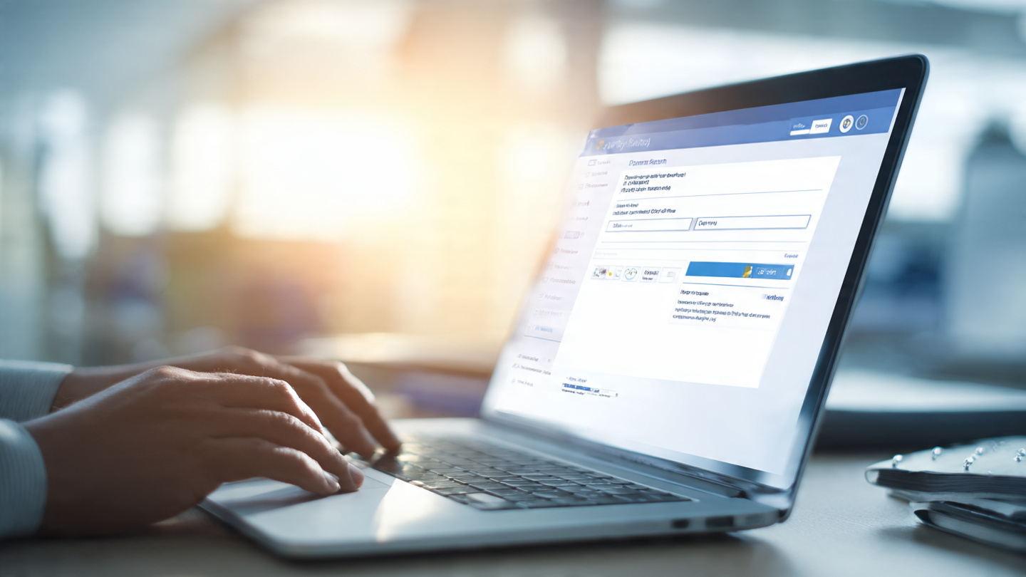 “A modern government portal interface on a laptop screen, showing a digital grievance form section for CET form correction, clean UI, blue and white theme, Indian government emblem softly visible, a person’s hand typing on keyboard, focused workspace, high clarity, soft lighting, official poster design style, HD, 3D realistic illustration.”